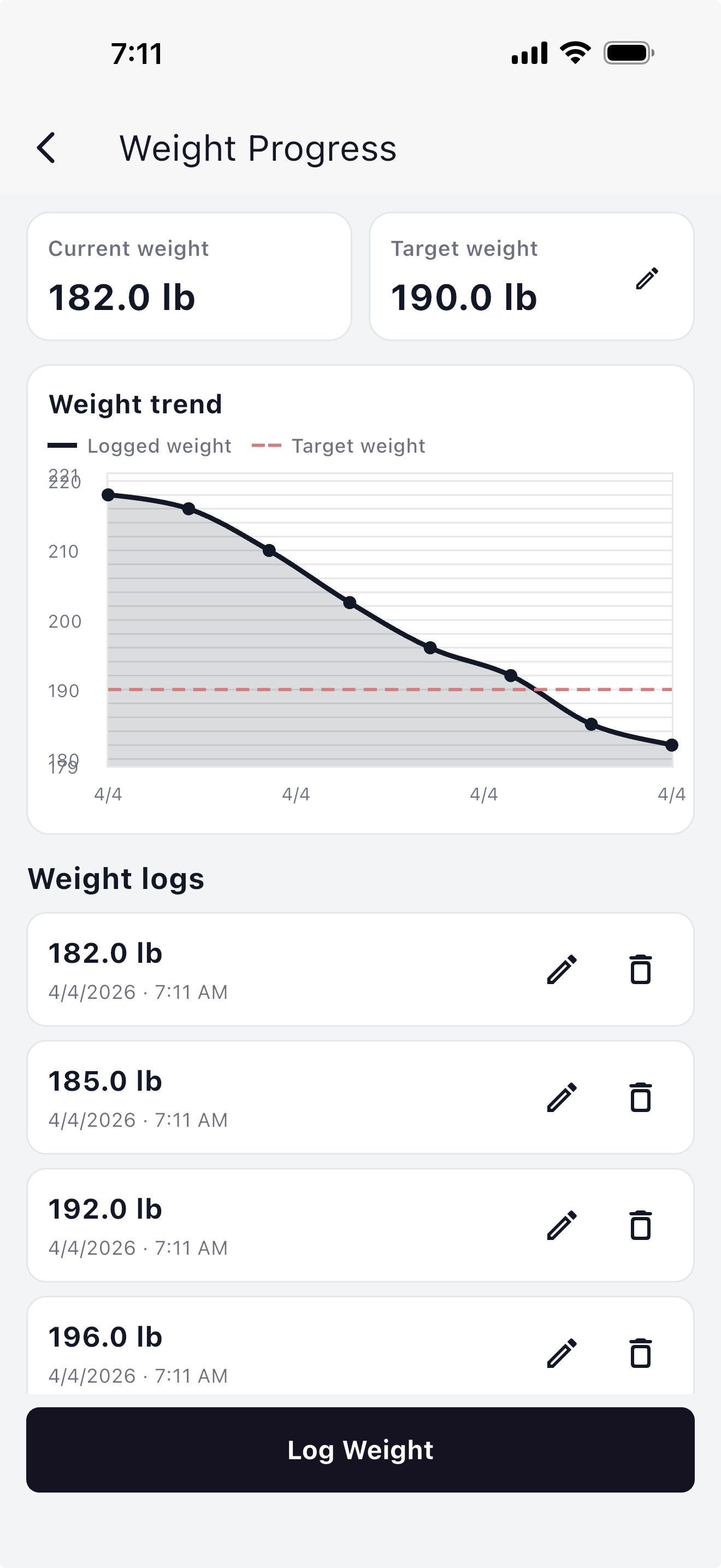 Exercise logging